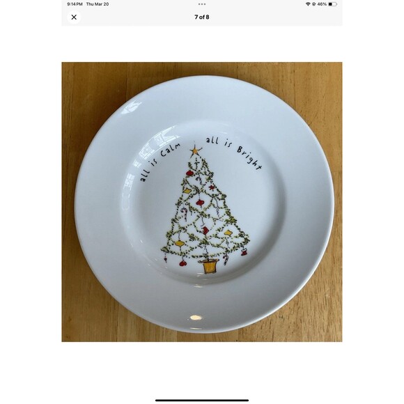 Pottery Barn Holiday Cheer 8" Ceramic Dessert/Salad Plates Set of 4 - Picture 7 of 8